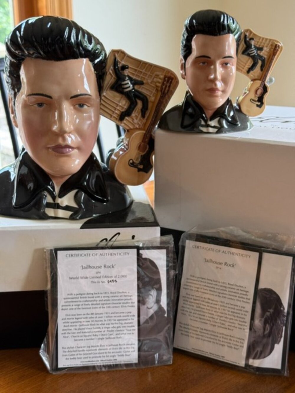 Royal Doulton Elvis Jailhouse Rock EP4 EP14 Large Small Jugs Box COA Set